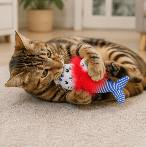 ZOLUX MALO Plüsch-Katzenspielzeug, Katze mit Wal, blau – Bild 7