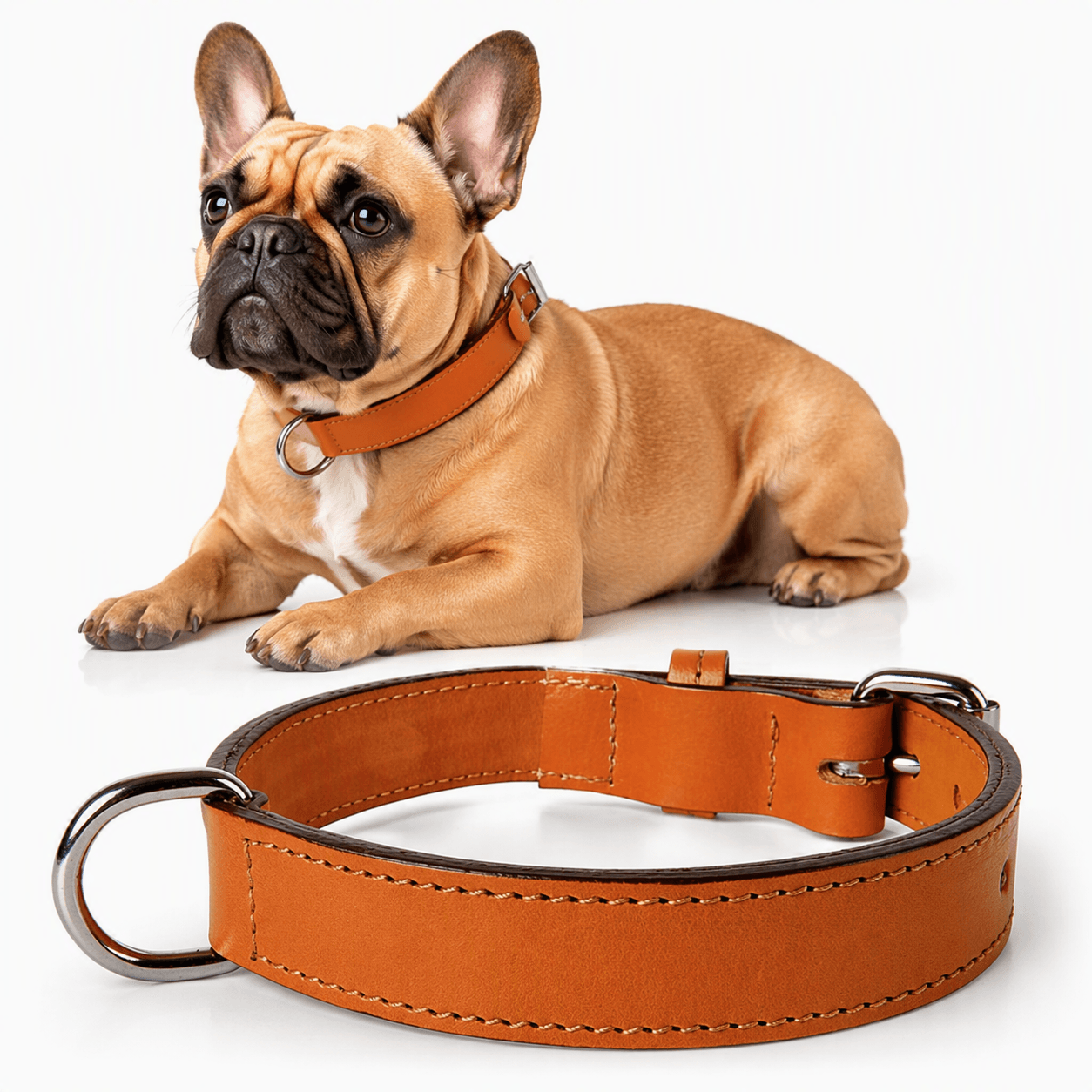 ZOLUX Verstärktes Hundehalsband aus Doppel-Leder, 35 cm, natur – Bild 1