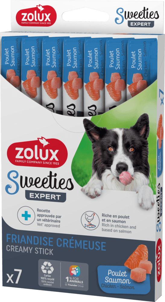 ZOLUX SWEETIES Cremiger Hundesnack mit Lachs und Huhn 7 x 14 g – Bild 3