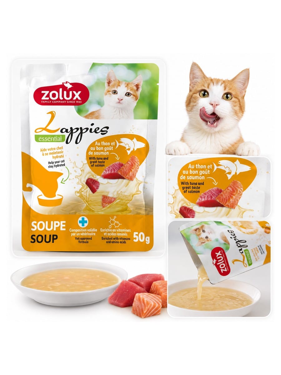 ZOLUX LAPPIES Katzensuppe mit Thunfisch und Lachs, 50 g – Bild 6