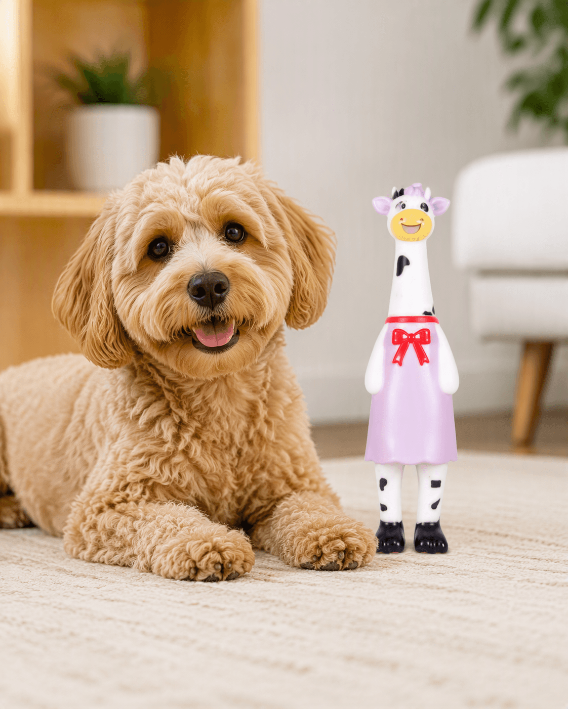 ZOLUX KARTOON Hundespielzeug Kuh mit Quietscher 32 cm – Bild 6