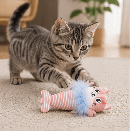 ZOLUX MALO Plüsch-Katzenspielzeug, Katze mit Hummer, rosa – Bild 4