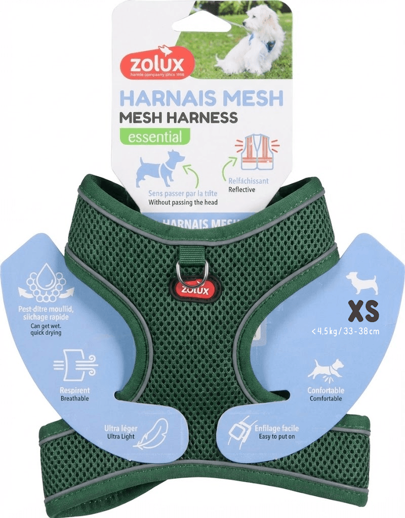 ZOLUX Atmungsaktives Mesh-Hundegeschirr, Größe XS, grün – Bild 3