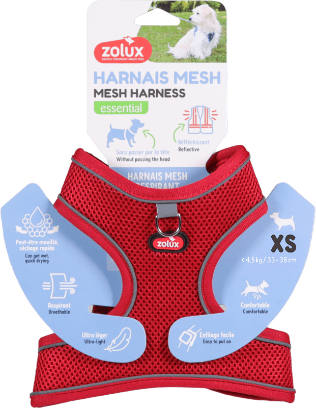ZOLUX Atmungsaktives Mesh-Hundegeschirr, Größe XS, rot – Bild 16