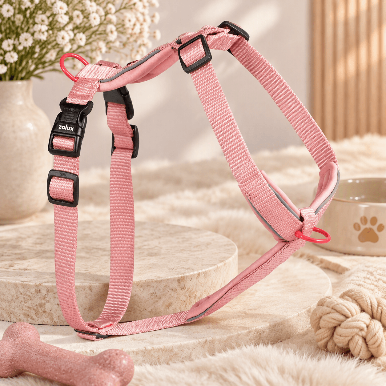 ZOLUX Premium-Nylon-Hundegeschirr, Größe XS, 30–40 cm, 15 mm, rosa – Bild 3