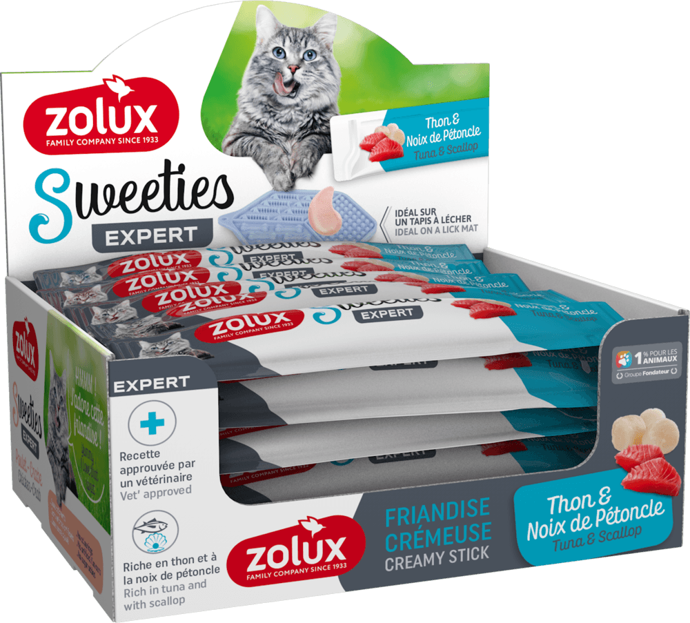 ZOLUX SWEETIES Cremesnack für Katzen mit Thunfisch und Jakobsmuscheln, 14 g – Bild 5