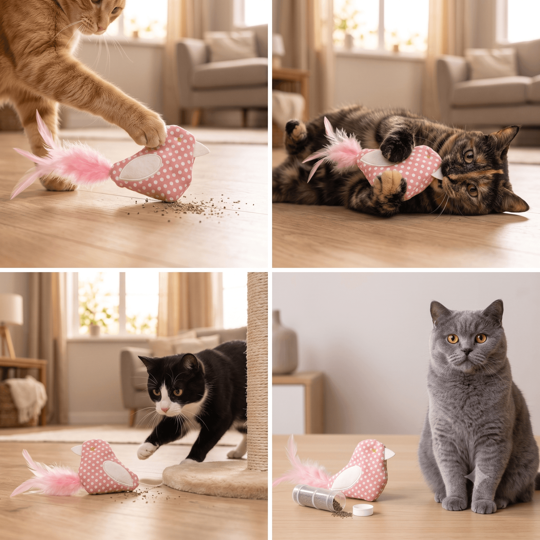 ZOLUX DOTIE Katzenspielzeug-Vogel mit Katzenminze-Einsatz, rosa – Bild 9
