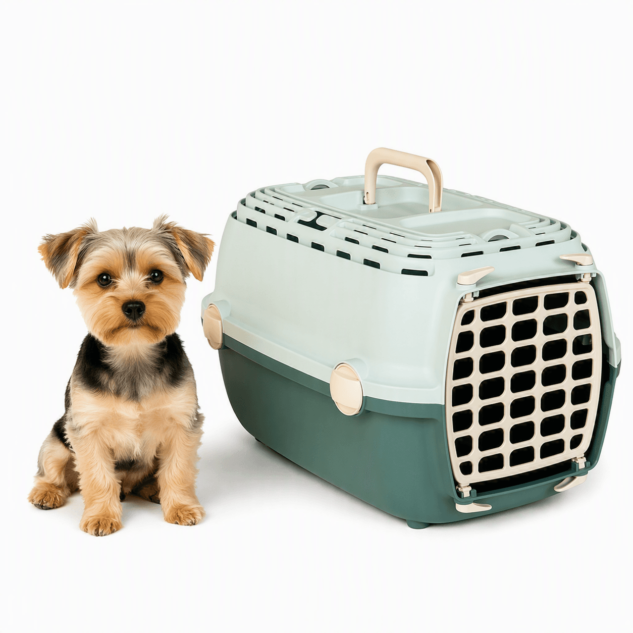 ZOLUX Transportbox für Hunde und Katzen bis 6 kg HORIZON 1, grüne Kunststofftür – Bild 1