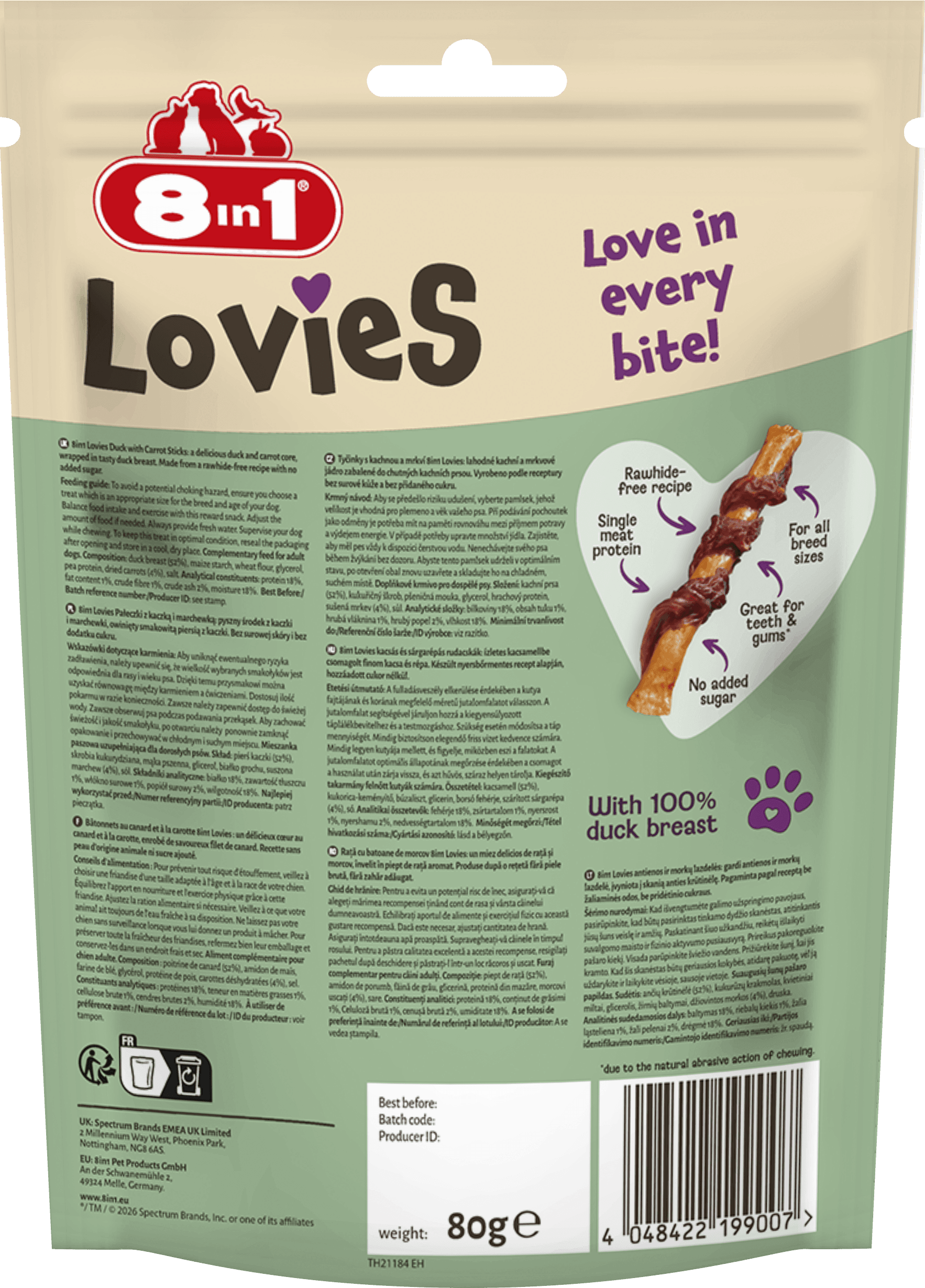 8in1 Enten-Sticks mit Karotte 80g – Bild 2