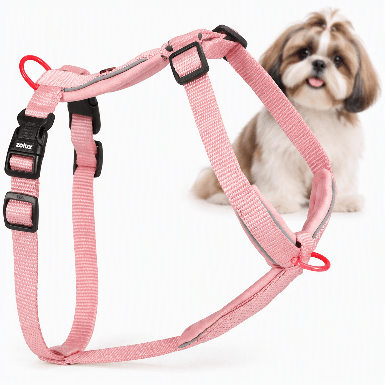 ZOLUX Premium-Nylon-Hundegeschirr, Größe S, 38–56 cm, 15 mm, rosa – Bild 1