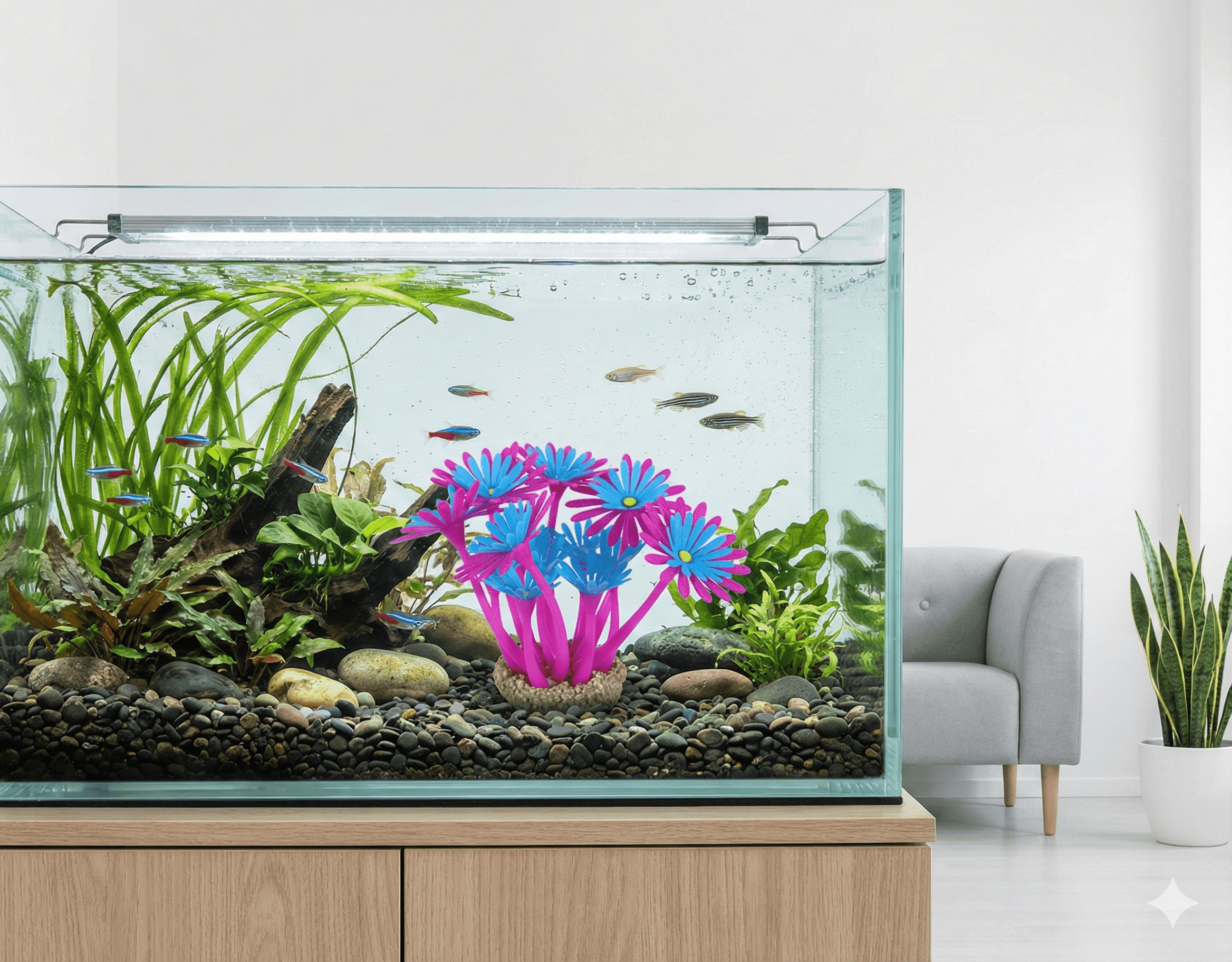 ZOLUX Aquariendekoration FLOWERS 3 violett-blau fluoreszierend – Bild 12