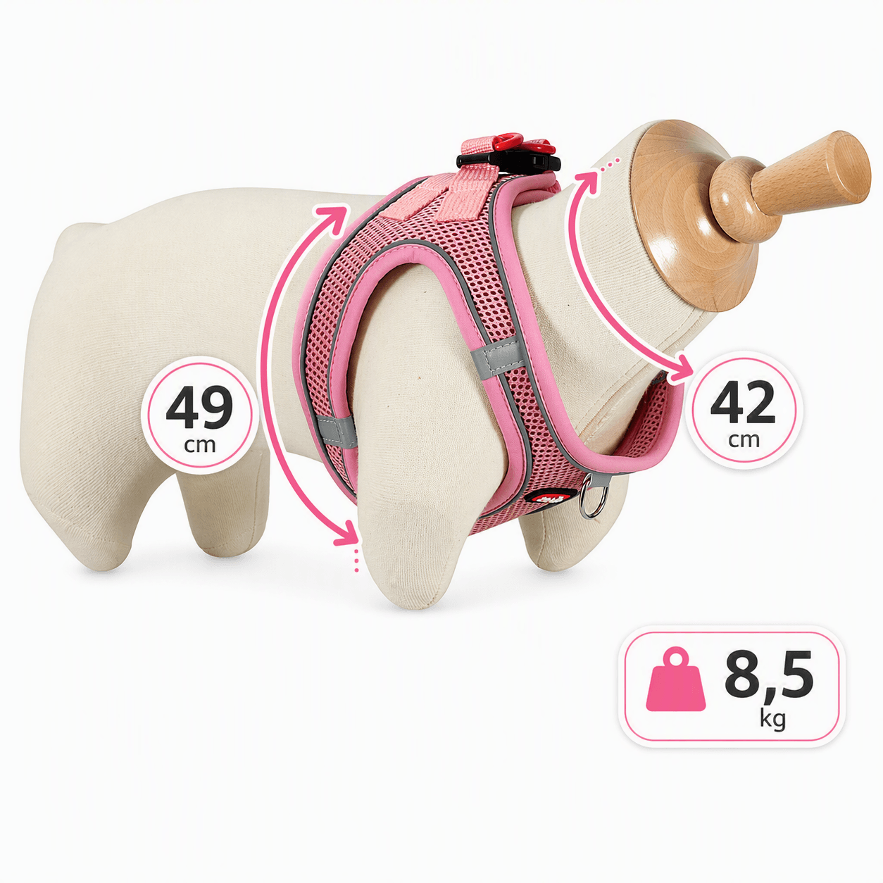 ZOLUX Atmungsaktives Mesh-Hundegeschirr, Größe M, rosa – Bild 12