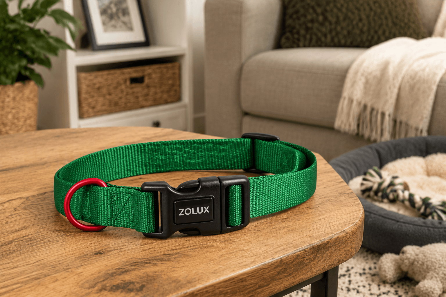 ZOLUX Klassisches Nylon-Hundehalsband, 26–39 cm, 15 mm, grün – Bild 4
