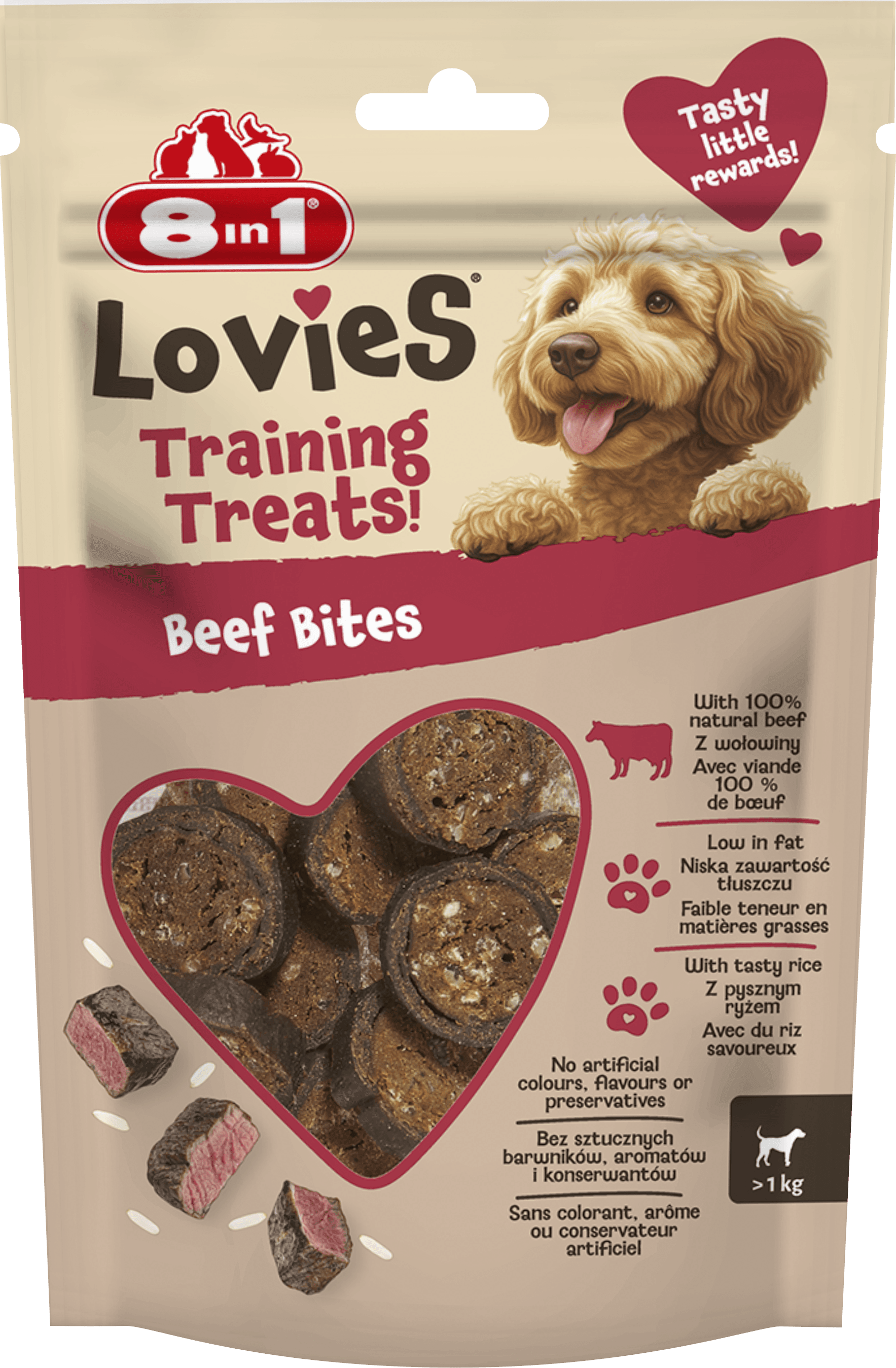 8in1 Lovies Bites Trainingsleckerlis Rind 90g – Bild 1