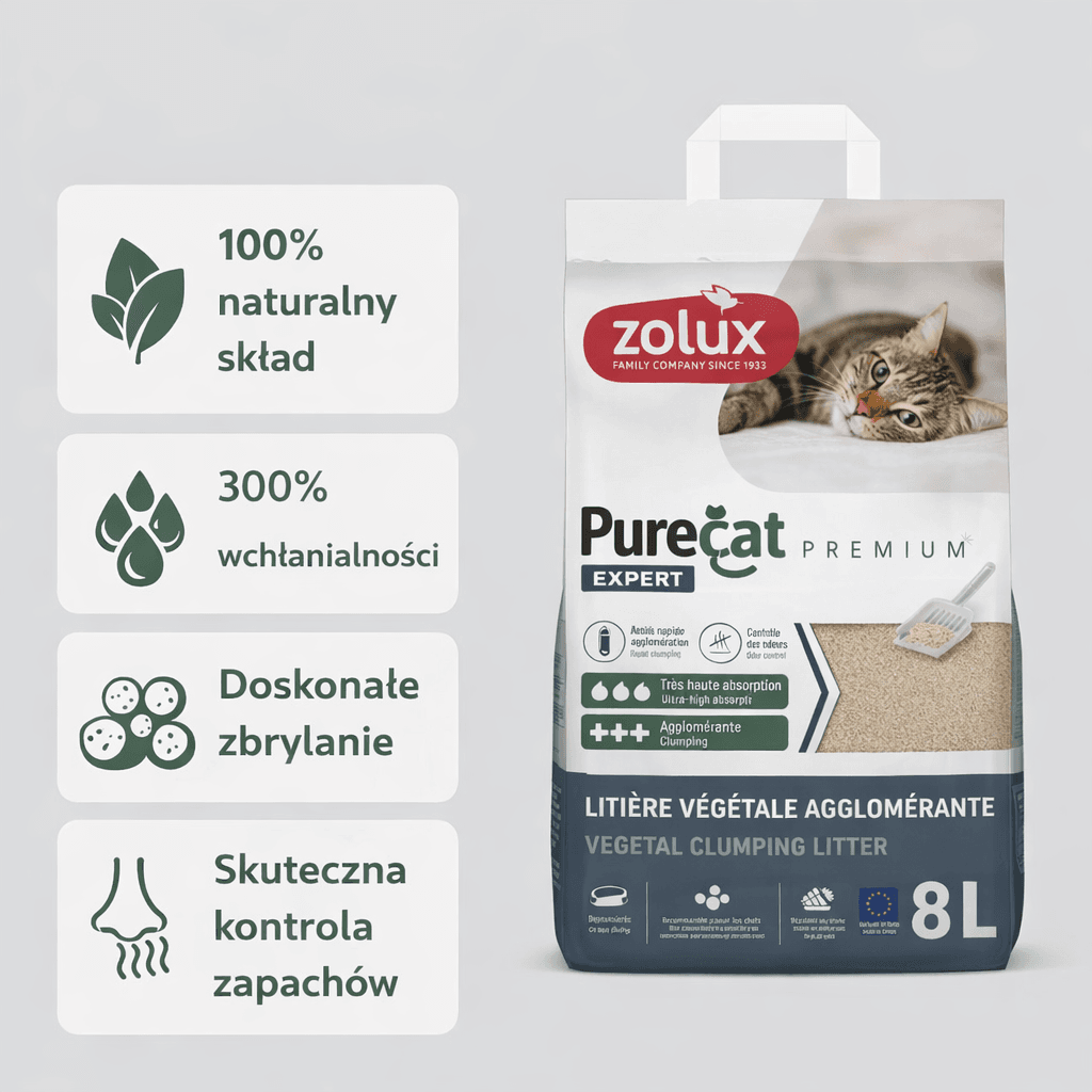 ZOLUX PURECAT Premium natürliche pflanzliche Klumpstreu, 8 l – Bild 9
