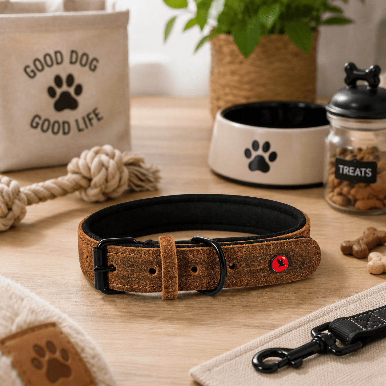 ZOLUX Komfort-Lederhalsband für Hunde, 63–74 cm, 30 mm, braun – Bild 10