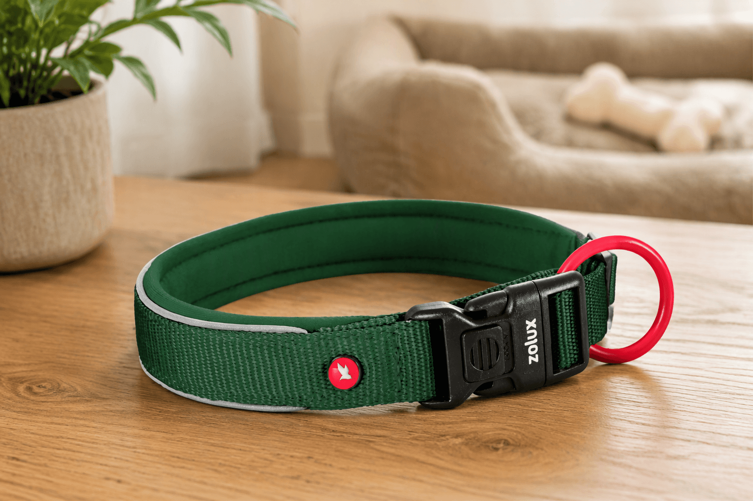 ZOLUX Premium-Nylon-Hundehalsband, Größe M, 40–45 cm, 20 mm, grün – Bild 4