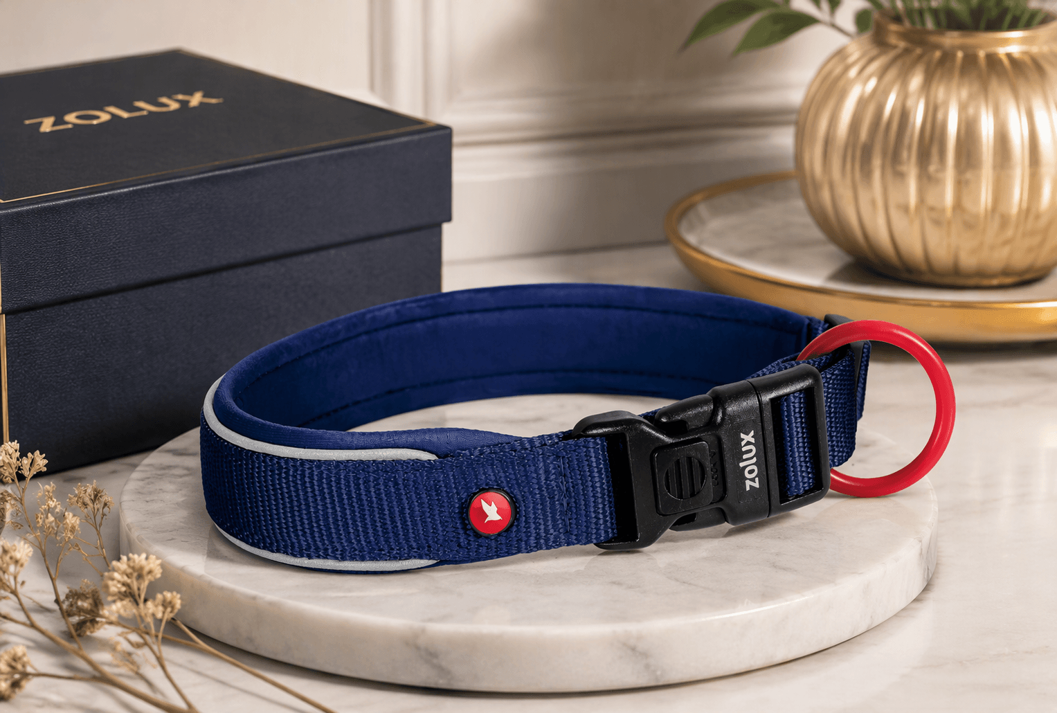 ZOLUX Premium-Nylon-Hundehalsband, Größe XL, 50–55 cm, 25 mm, marineblau – Bild 4