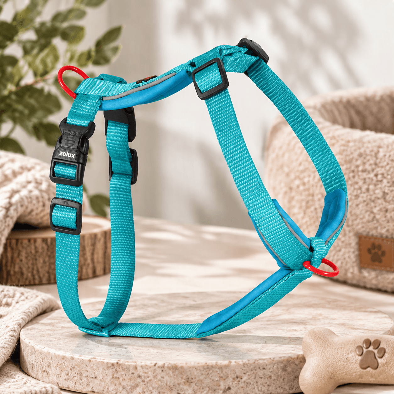 ZOLUX Premium-Nylon-Hundegeschirr, Größe L/XL, 65–97 cm, 25 mm, türkis – Bild 3