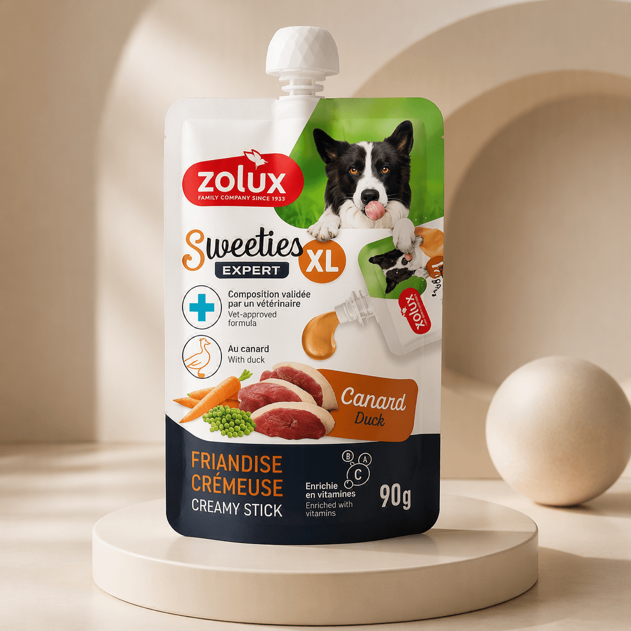 ZOLUX SWEETIES XL Cremiger Hundesnack mit Ente 90 g – Bild 9