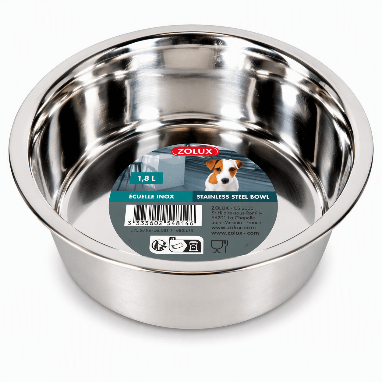 ZOLUX Edelstahlnapf für Hunde INOX 21 cm 1,8 L – Bild 3