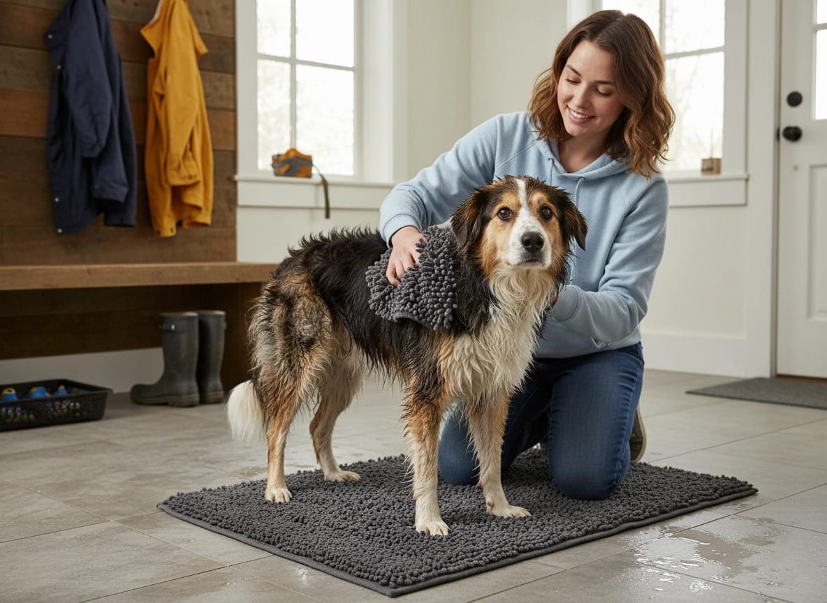 ZOLUX Mikrofaser-Handtuchmatte mit Handschuh zum Trocknen von Hunden, 120 × 80 cm, grau – Bild 9