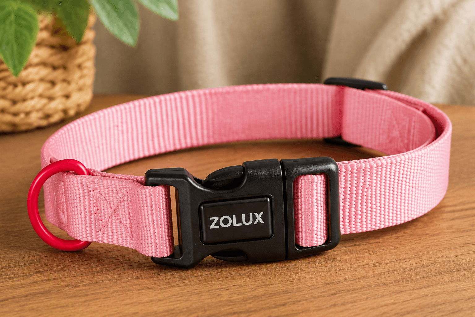 ZOLUX Klassisches Nylon-Hundehalsband, 37–58 cm, 25 mm, rosa – Bild 6