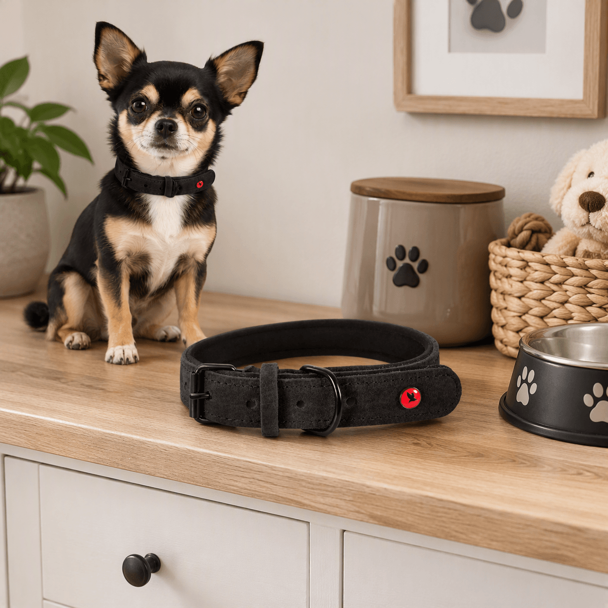ZOLUX Komfort-Lederhalsband für Hunde, 29–36 cm, 16 mm, schwarz – Bild 4