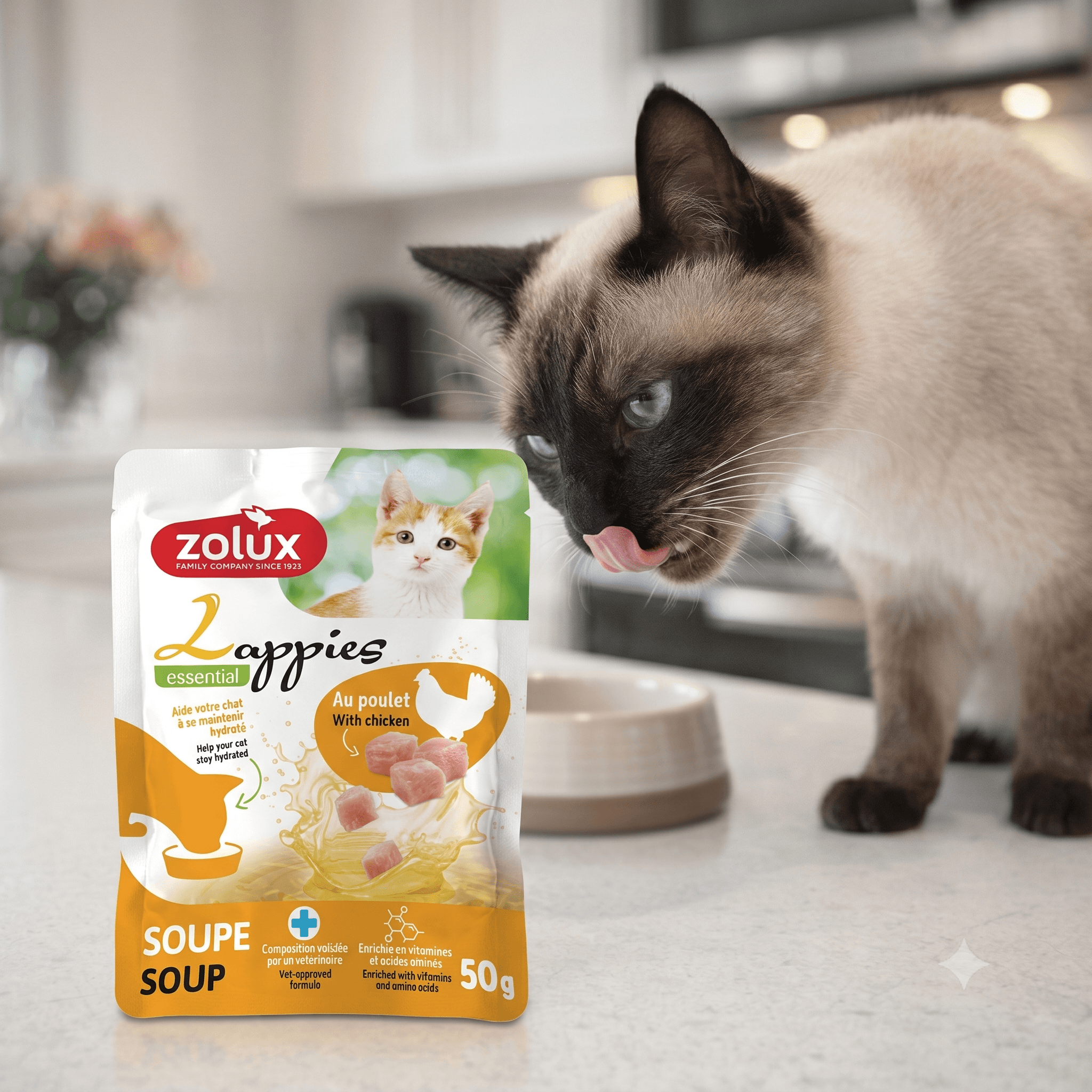 ZOLUX LAPPIES Katzensuppe mit Hähnchen, 50 g – Bild 4