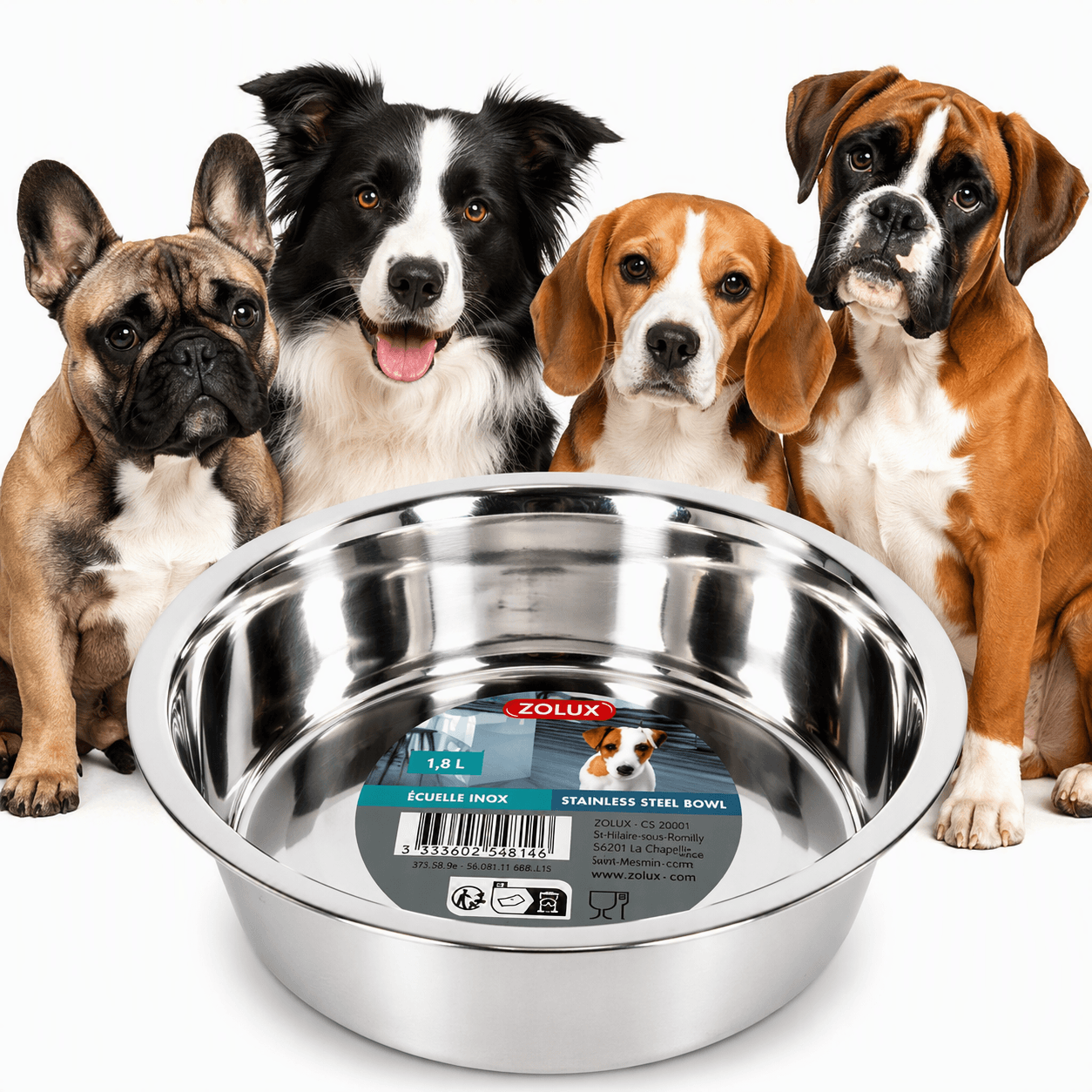 ZOLUX Edelstahlnapf für Hunde INOX 21 cm 1,8 L – Bild 1