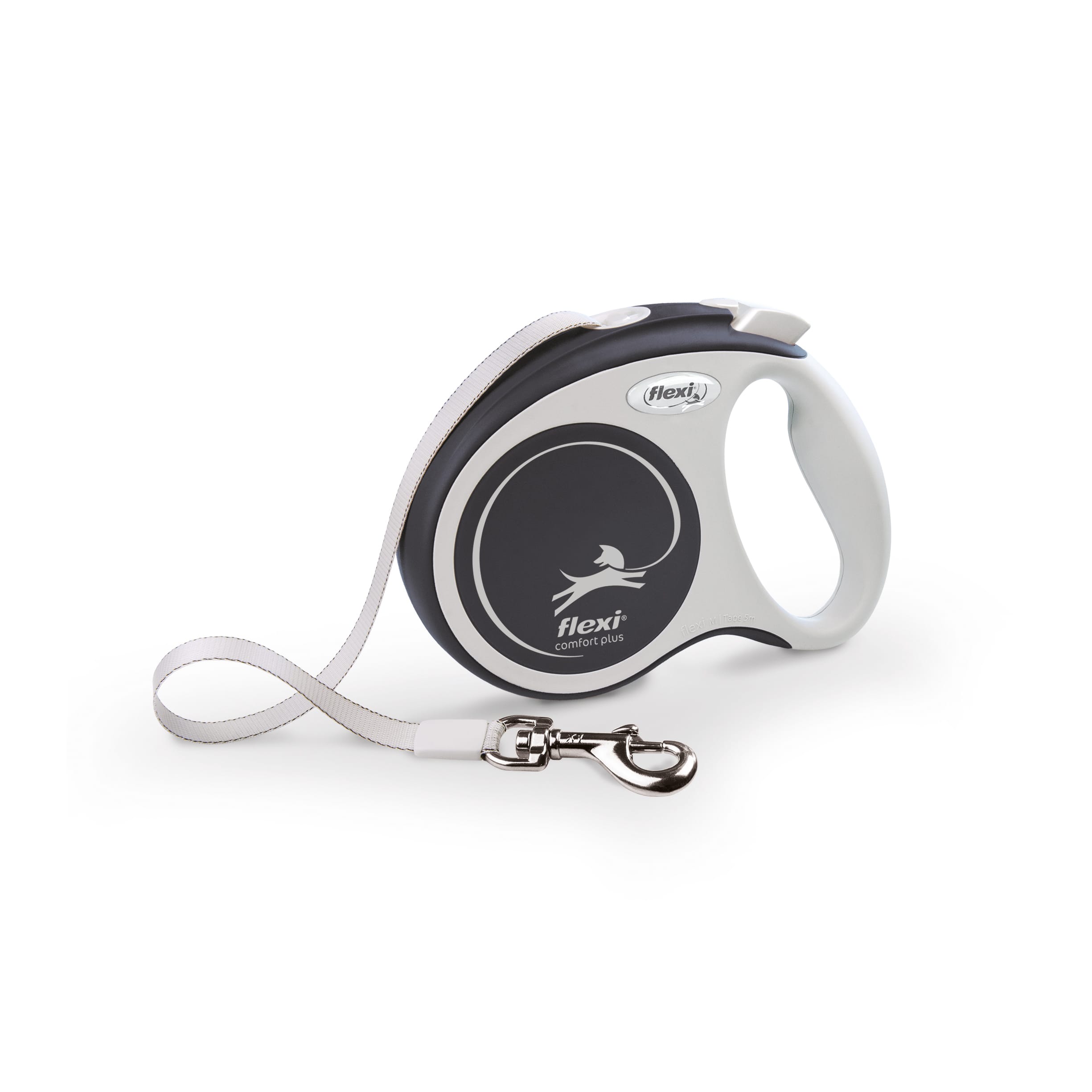 FLEXI COMFORT PLUS Automatikleine für Hunde, Band, S, 5 m, grau – Bild 1