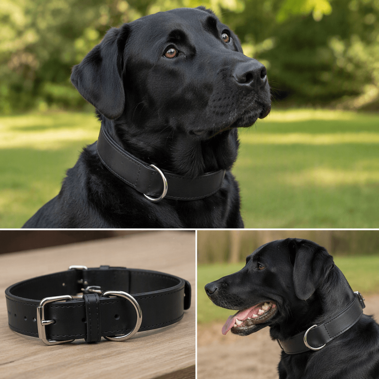 ZOLUX Verstärktes Hundehalsband aus Doppel-Leder, 45 cm, schwarz – Bild 6