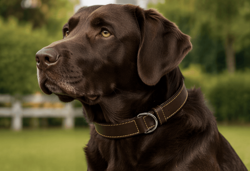 ZOLUX Verstärktes Hundehalsband aus Doppel-Leder, 65 cm, braun – Bild 3