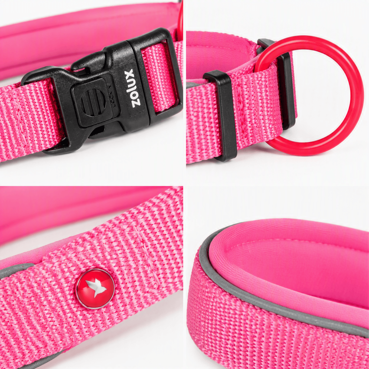ZOLUX Premium-Nylon-Hundehalsband, Größe XL, 50–55 cm, 25 mm, fuchsia – Bild 6