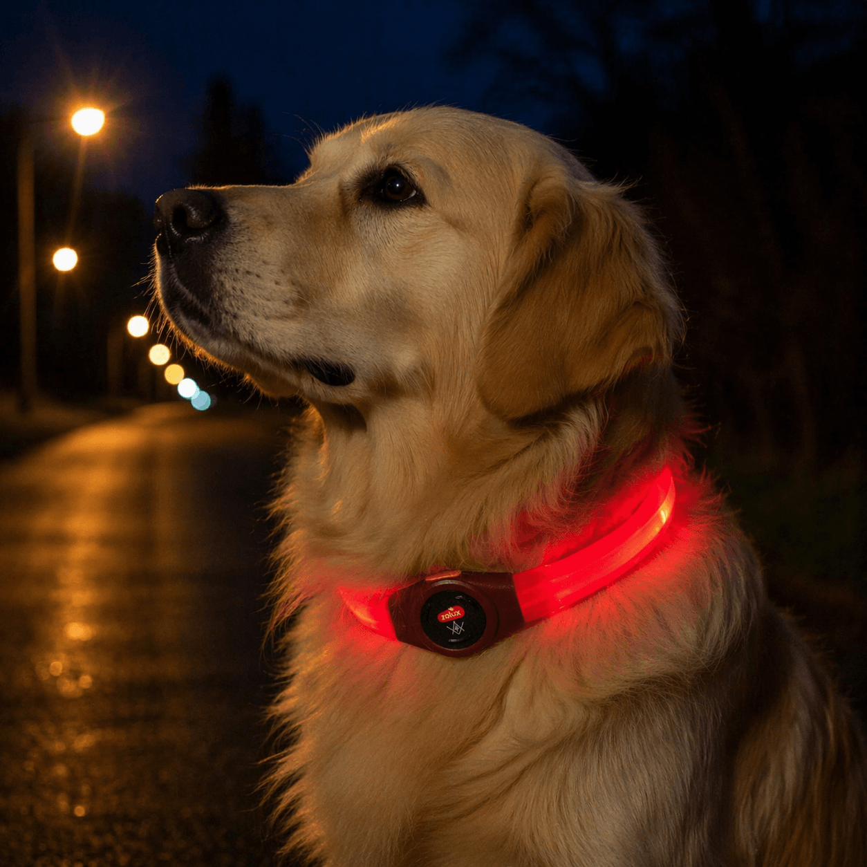 ZOLUX LED-Hundehalsband – Leuchtend, Silikon – Für langes Fell – BIVOUAK, Rot – Bild 13