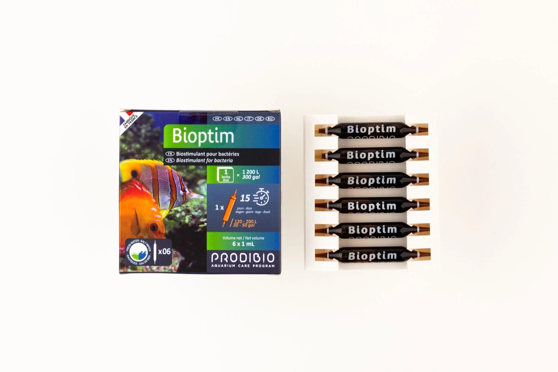 Prodibio Bioptim Fresh and Salt – 6 Ampullen – Mikroelemente für die Bakterien in BioDigest für Meerwasseraquarien – Bild 1