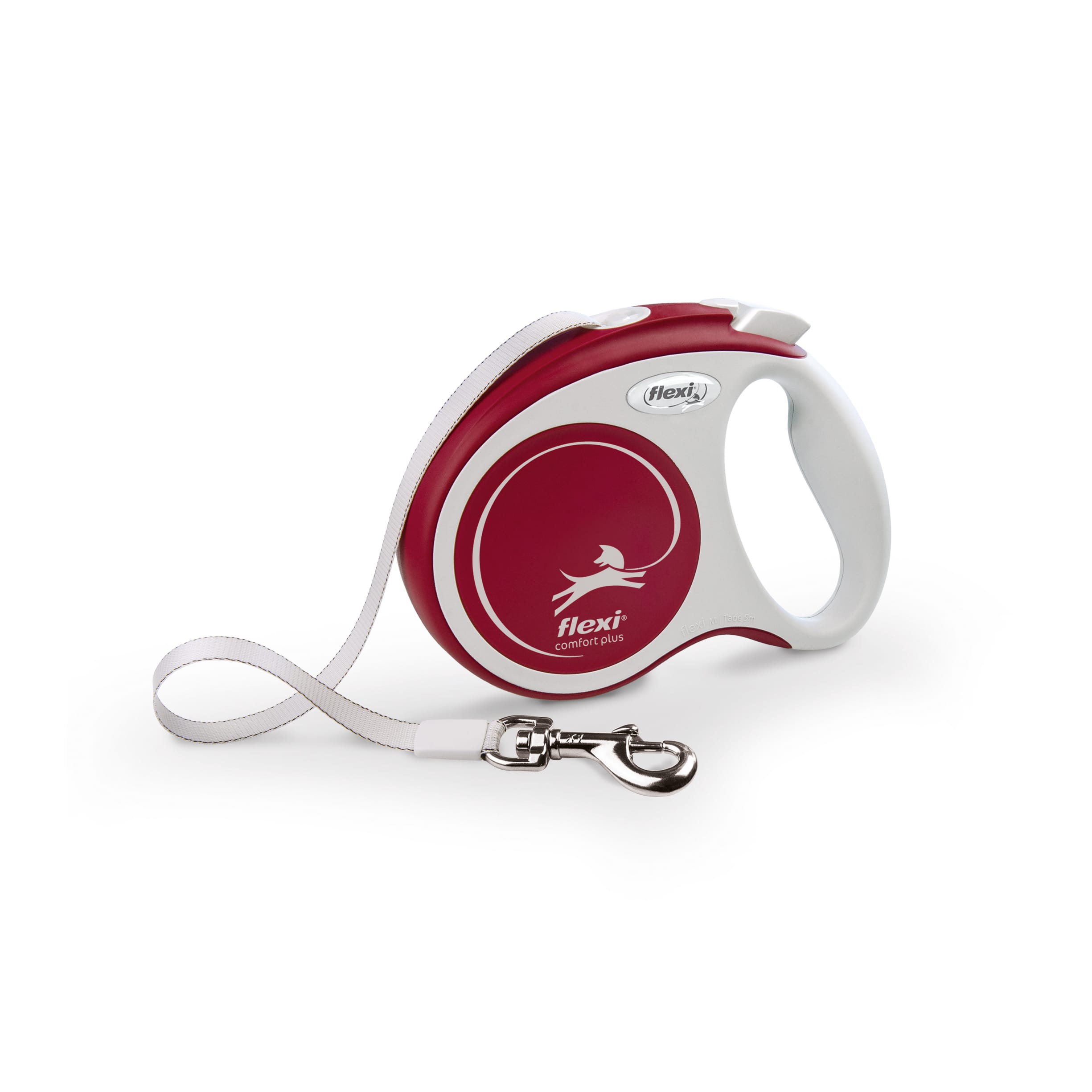 FLEXI COMFORT PLUS Automatikleine für Hunde, Band, S, 5 m, rot – Bild 1