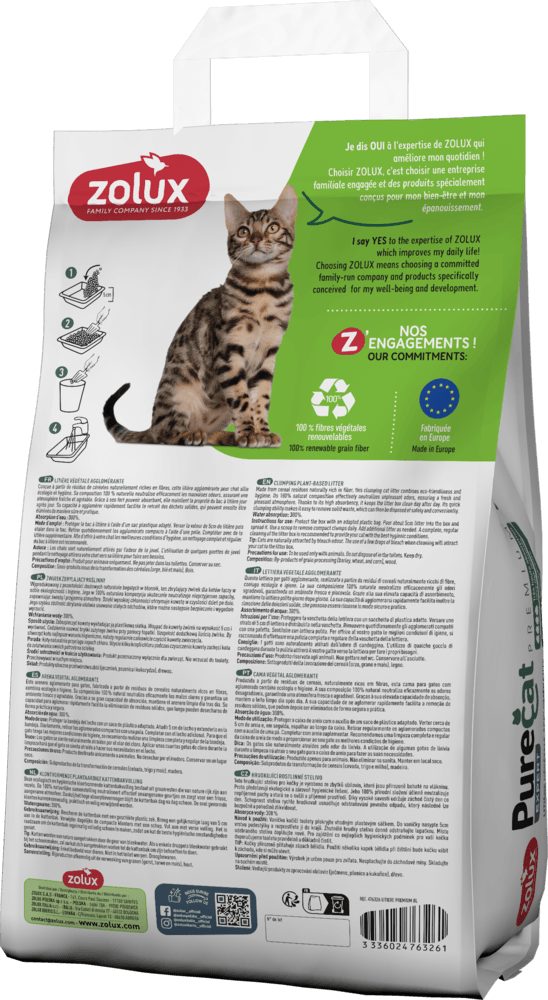 ZOLUX PURECAT Premium natürliche pflanzliche Klumpstreu, 8 l – Bild 4