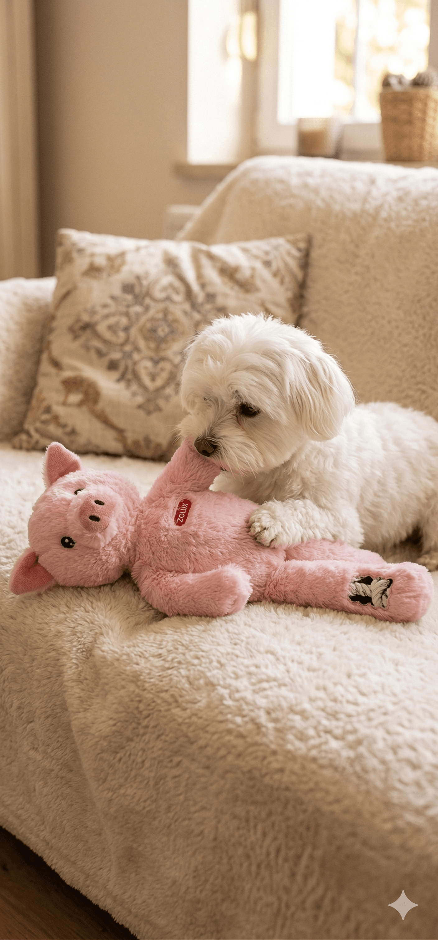 ZOLUX FURRY FARM Plüsch-Hundespielzeug, Schwein Jason, 33 cm – Bild 7