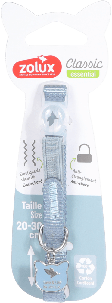 ZOLUX CLASSIC Katzenhalsband mit Anhänger, 20–30 cm, blau – Bild 1