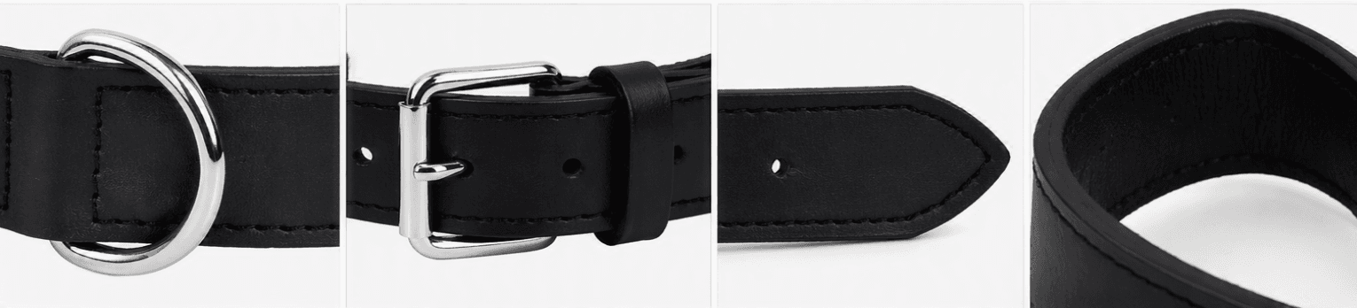 ZOLUX Verstärktes Hundehalsband aus Doppel-Leder, 55 cm, schwarz – Bild 5