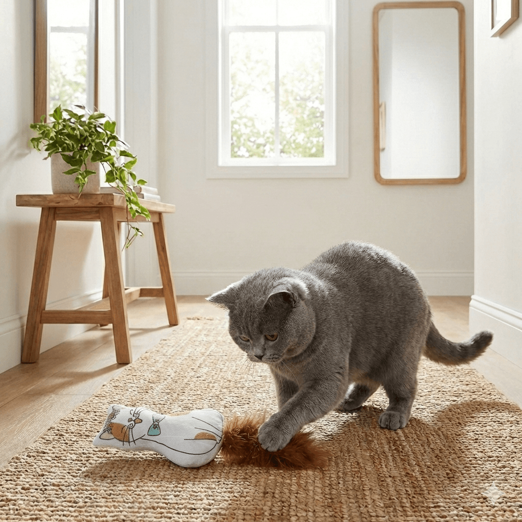 ZOLUX CHATOUILLE Katzenspielzeug, Katze mit Feder und Katzenminze, 13 cm – Bild 3