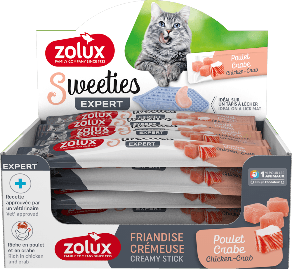 ZOLUX SWEETIES Cremesnack für Katzen mit Hähnchen und Krabben, 14 g – Bild 3