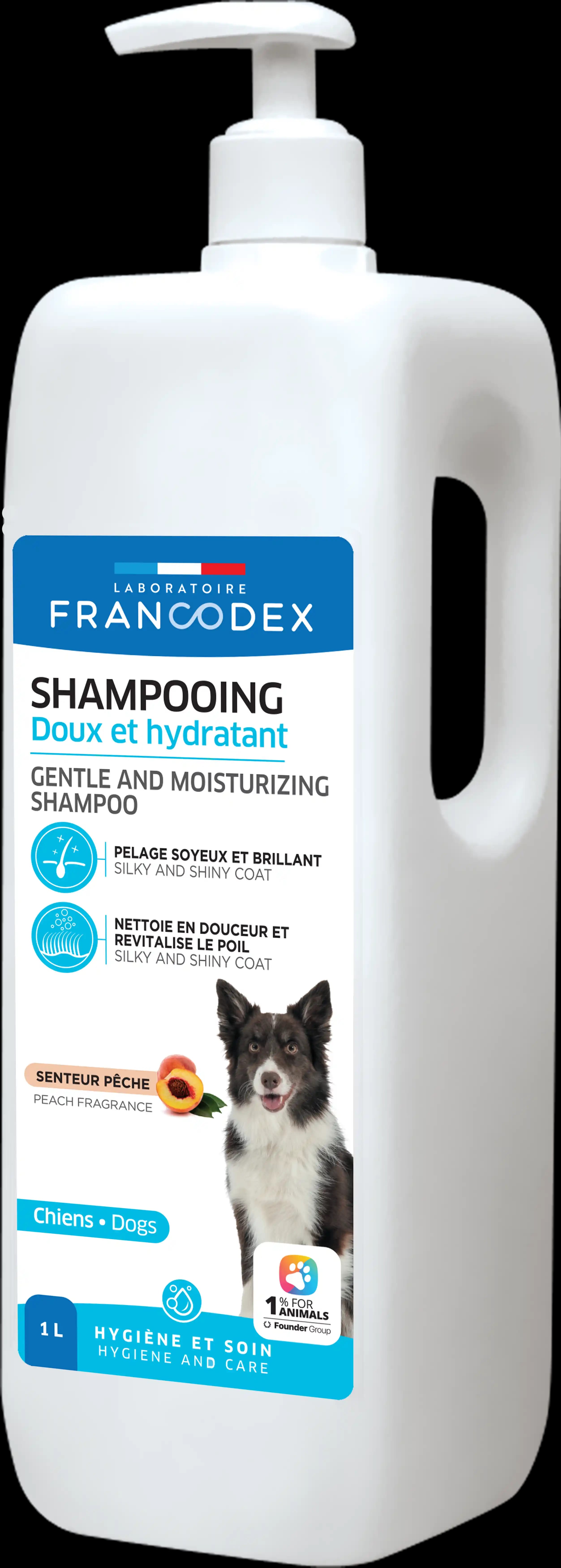 FRANCODEX Mildes, feuchtigkeitsspendendes Hundeshampoo, parabenfrei, 1 L – Bild 1