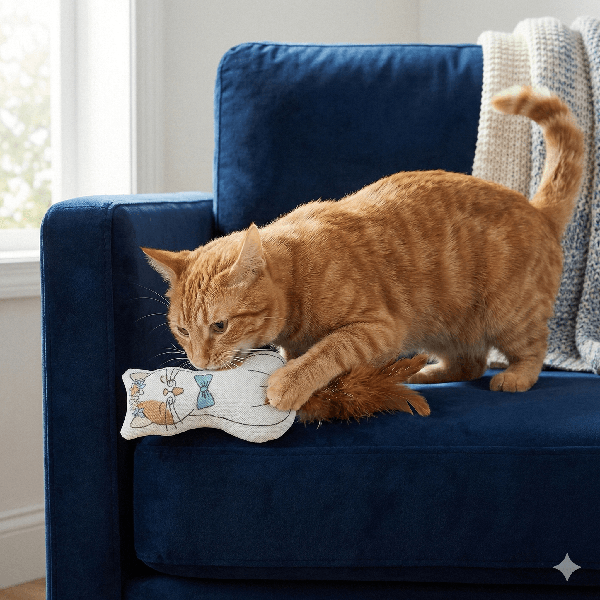 ZOLUX CHATOUILLE Katzenspielzeug, Katze mit Feder und Katzenminze, 13 cm – Bild 4