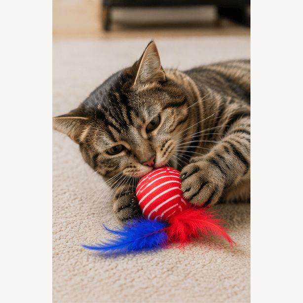 ZOLUX Katzenspielzeug MALO Ball mit Federn, 4 cm, rot – Bild 4