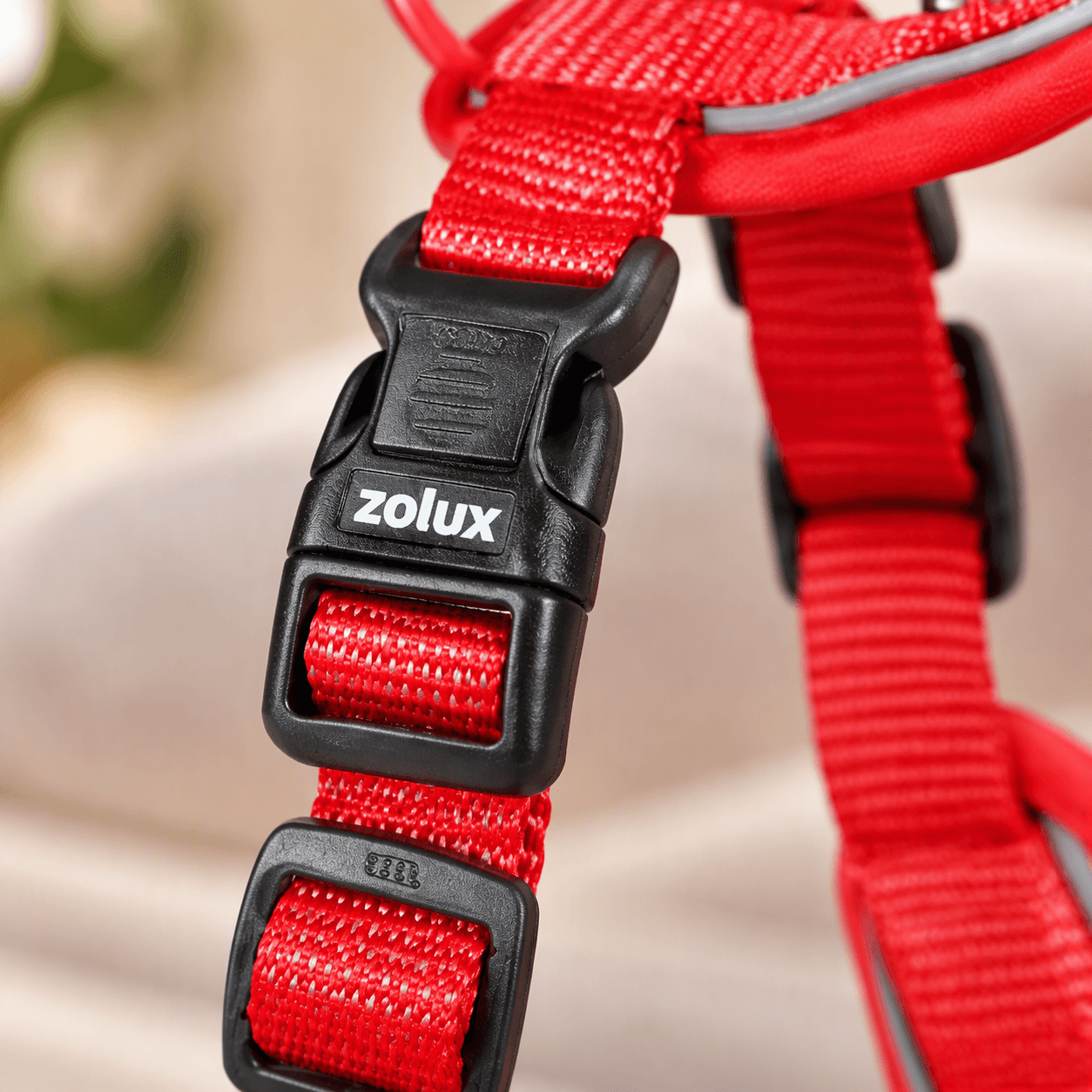 ZOLUX Premium-Nylon-Hundegeschirr, Größe L/XL, 65–97 cm, 25 mm, rot – Bild 4