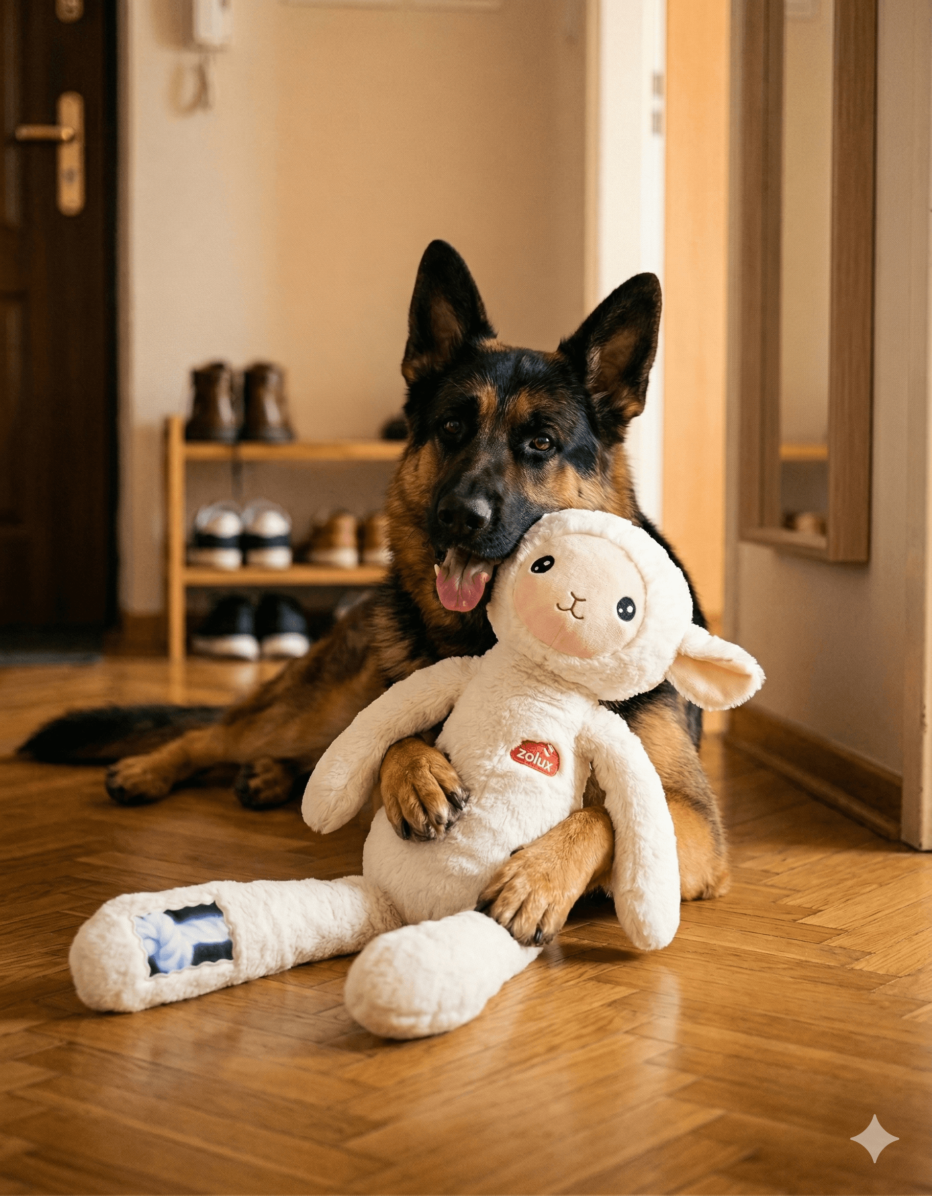 ZOLUX FURRY FARM Plüsch-Hundespielzeug, Schaf Lenny, 60 cm – Bild 3
