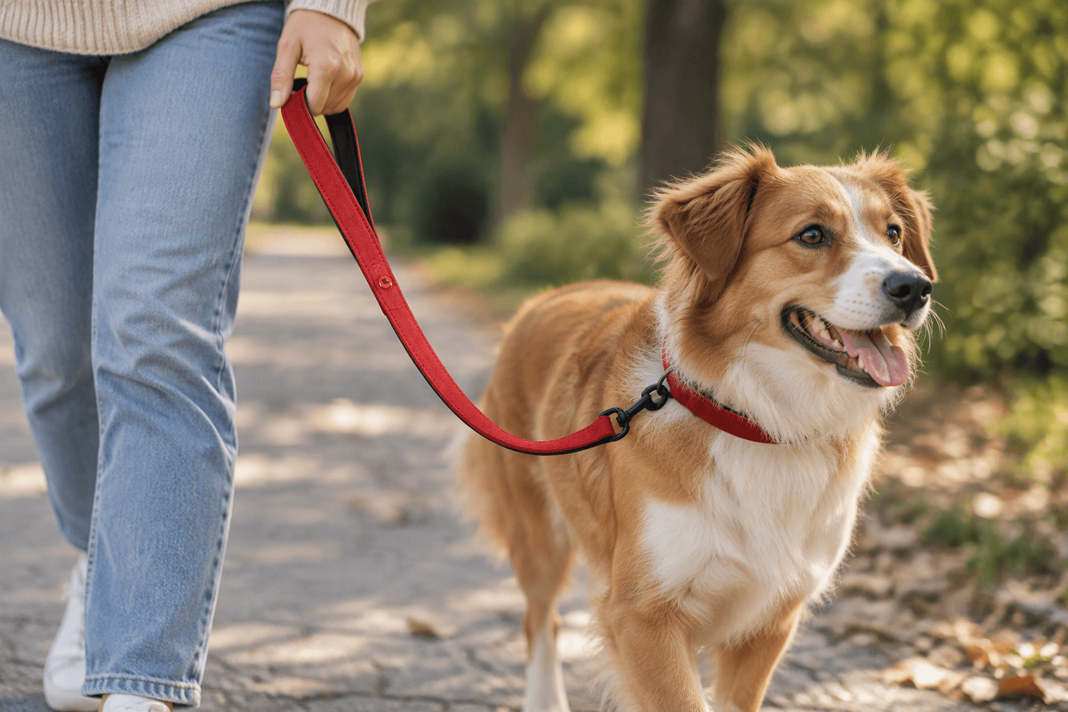 ZOLUX Komfort-Lederleine für Hunde, 1 m, 15 mm, rot – Bild 7