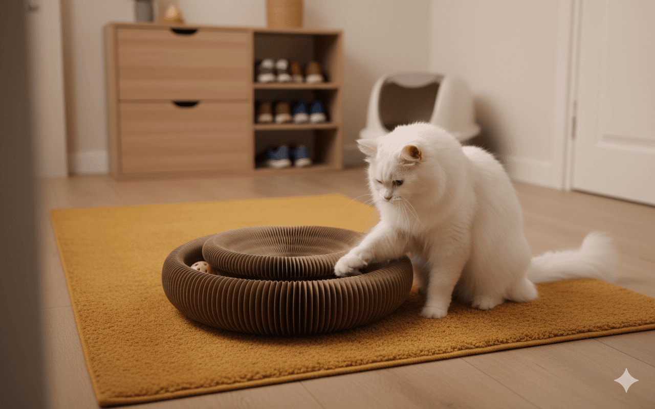 ZOLUX CHATOUILLE Zusammenklappbares 4-in-1-Katzenkratzbrett in Pfotenform mit Ball und Katzenminze – Bild 9